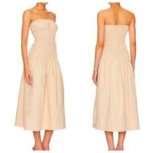 MAJORELLE Vanna Strapless Cotton Midi Dress